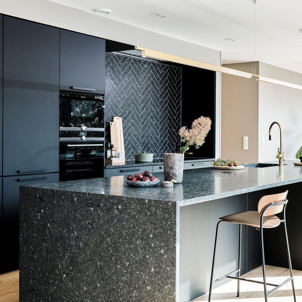 Textured charcoal granite worktop