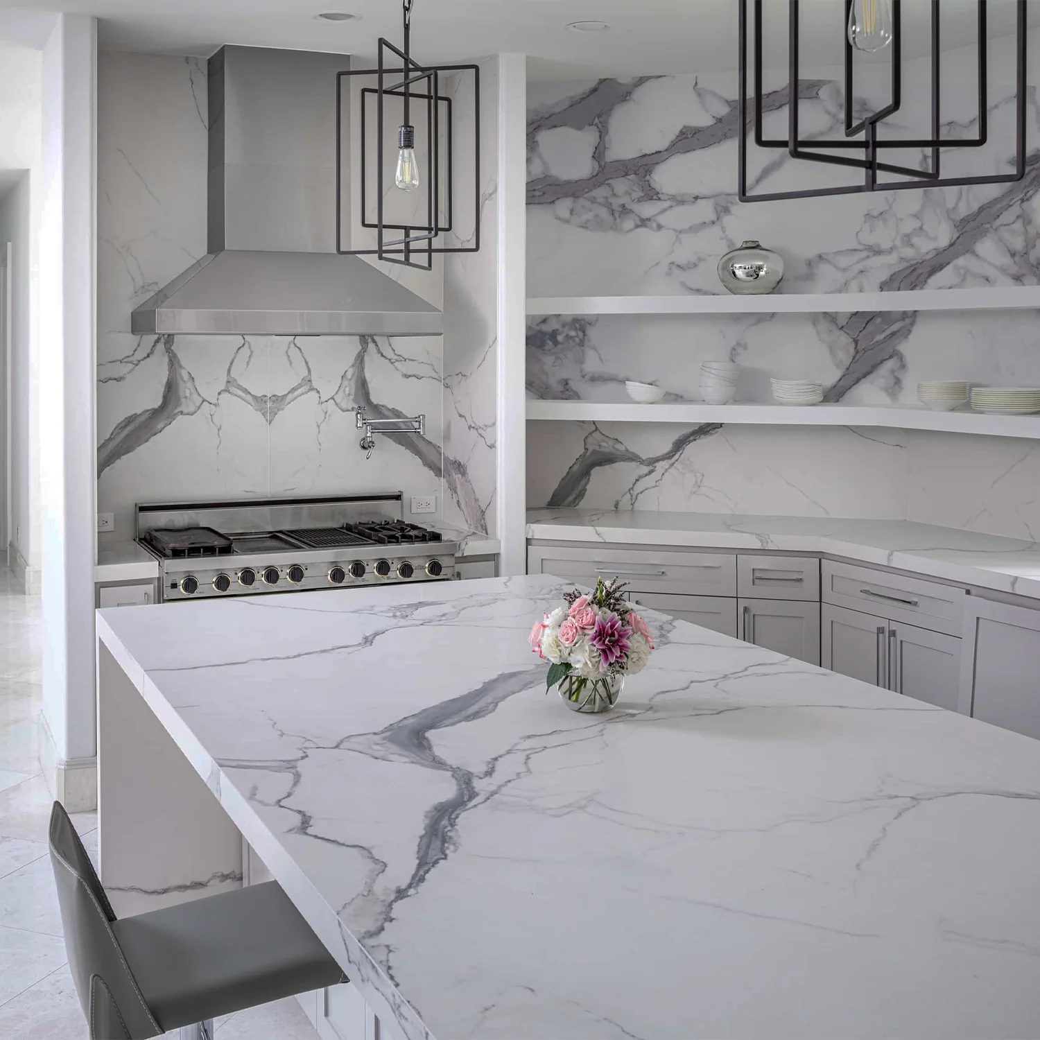 Marble kitchen worktop installation in Notting Hill, London
