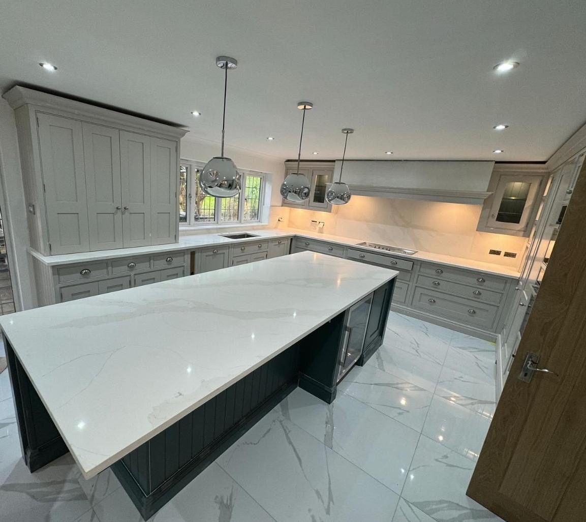 Luxury grey quartz island